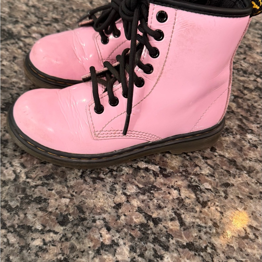 Dr. Martens Pink and Black Lace-Up Boots